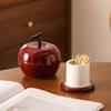 Apple-Shaped Ceramic Toothpick Holder with Lid Elegant Home Kitchen Accessory