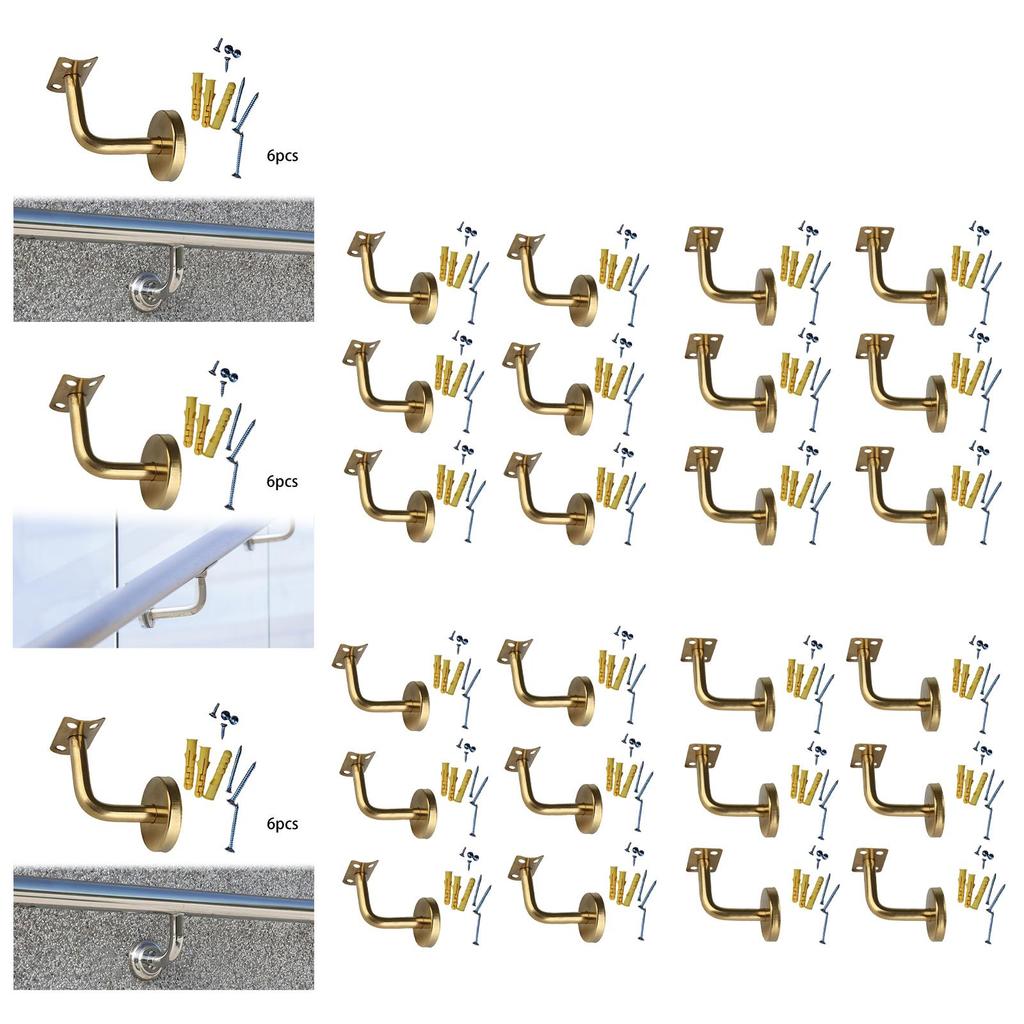 6x Banister Support Office Shopping Mall Home Improvement Guardrail Building with Screws Hardware Stairs Hand Rail Brackets