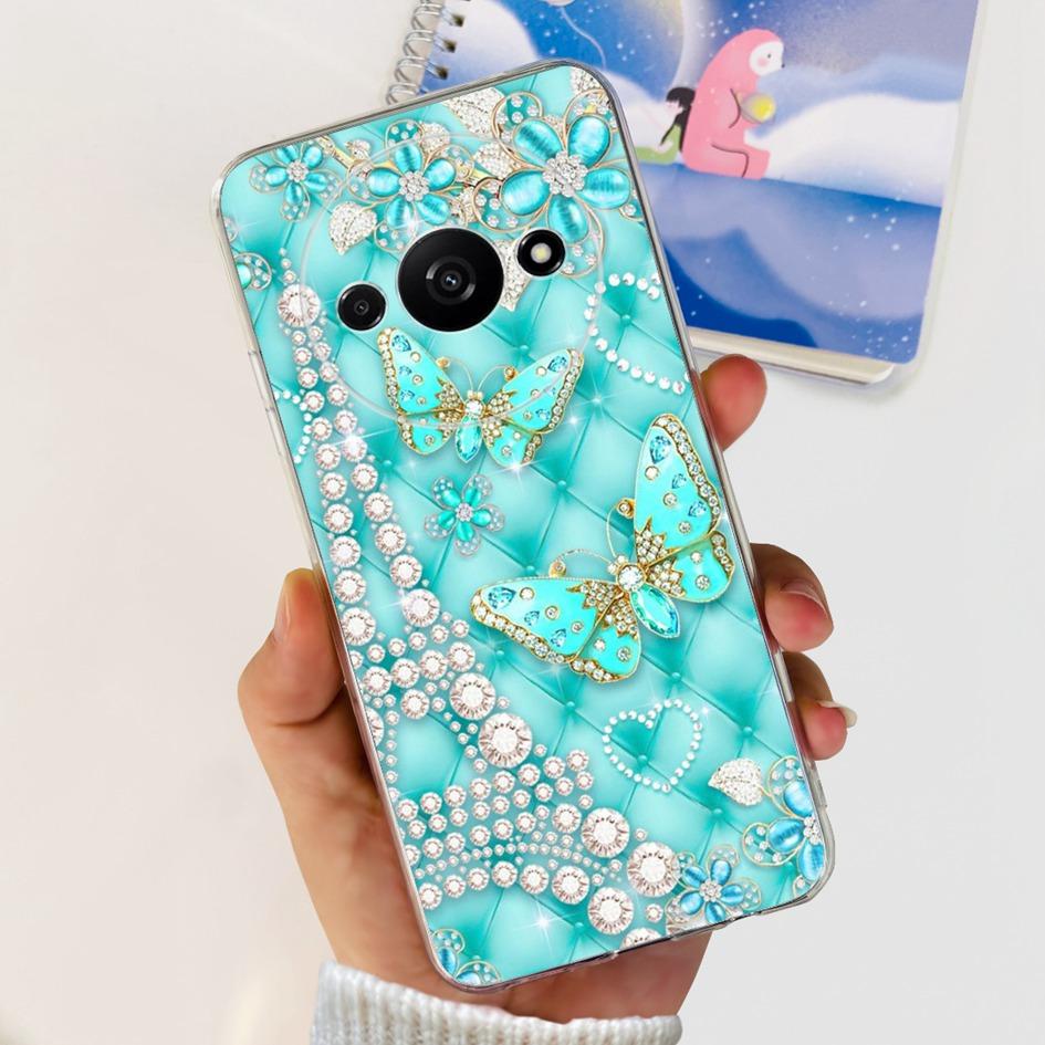 For Funda Xiaomi Redmi A3 Case 2024 Fashion Flower Transparent Silicone Soft TPU Phone Case For Xiomi Redmi A3 RedmiA3 4G Covers