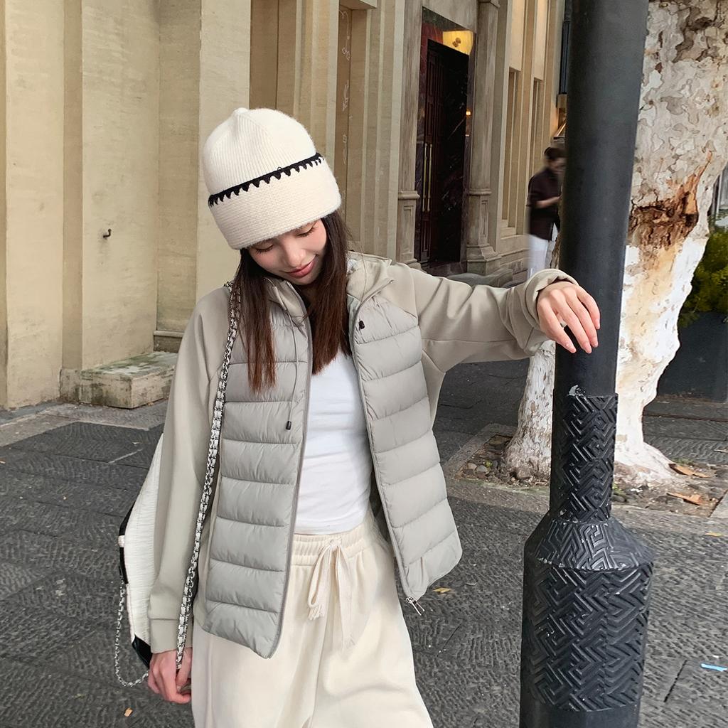 Winter light and thin ribs cotton-padded clothes women's short hooded small slim-fitting versatile cotton-padded jacket