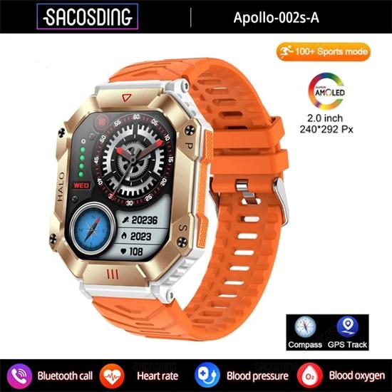 SACOSDING Apollo-002s-A Men 2.0inch Large Screen Compass Bluetooth Call Outdoor Sports Watches Fitness Smartwatch Women