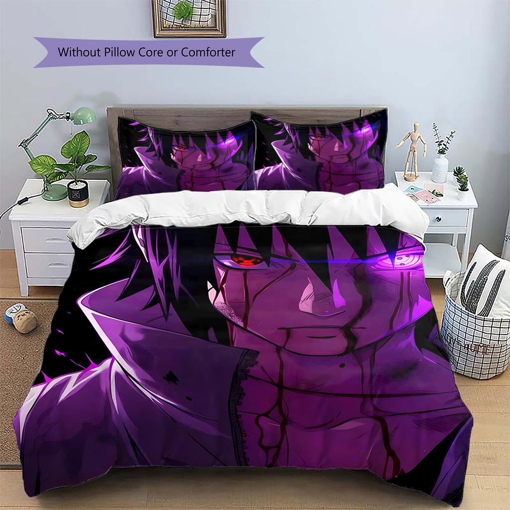 Sasuke Uchiha Pattern Bedding Home Decoration Birthday Gift (1 * duvet cover + 2 * pillowcase, without core)