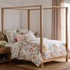Floral Dusty Rose Quilt Set - Twin Size with Standard Sham - Ochre, Blue, Green, Brown Tones - Bedding Ensemble