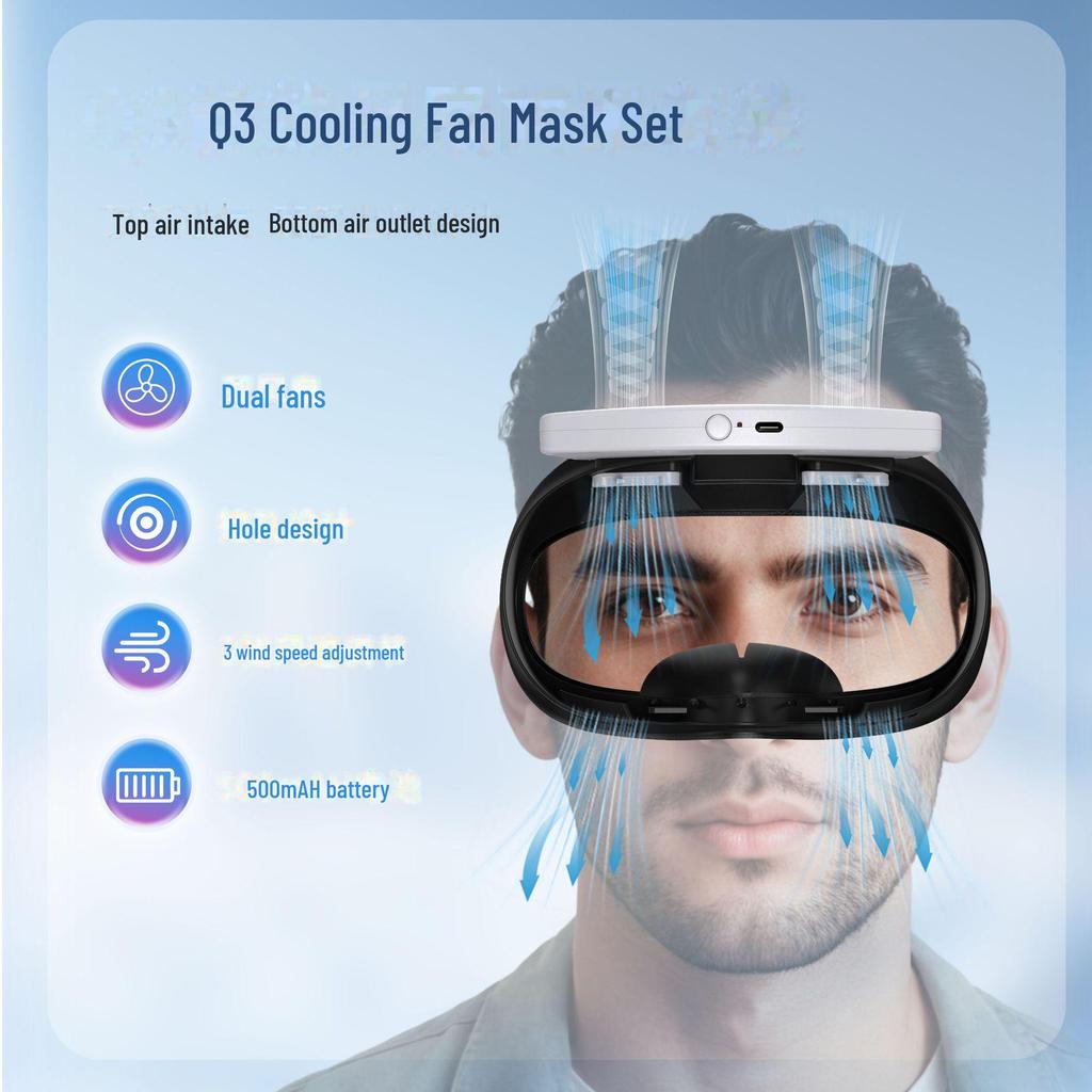 Meta Quest 3 S Ventilation Cooling Fan Ice Silk Anti-Fog & Anti-Stuffy Replacement Mask