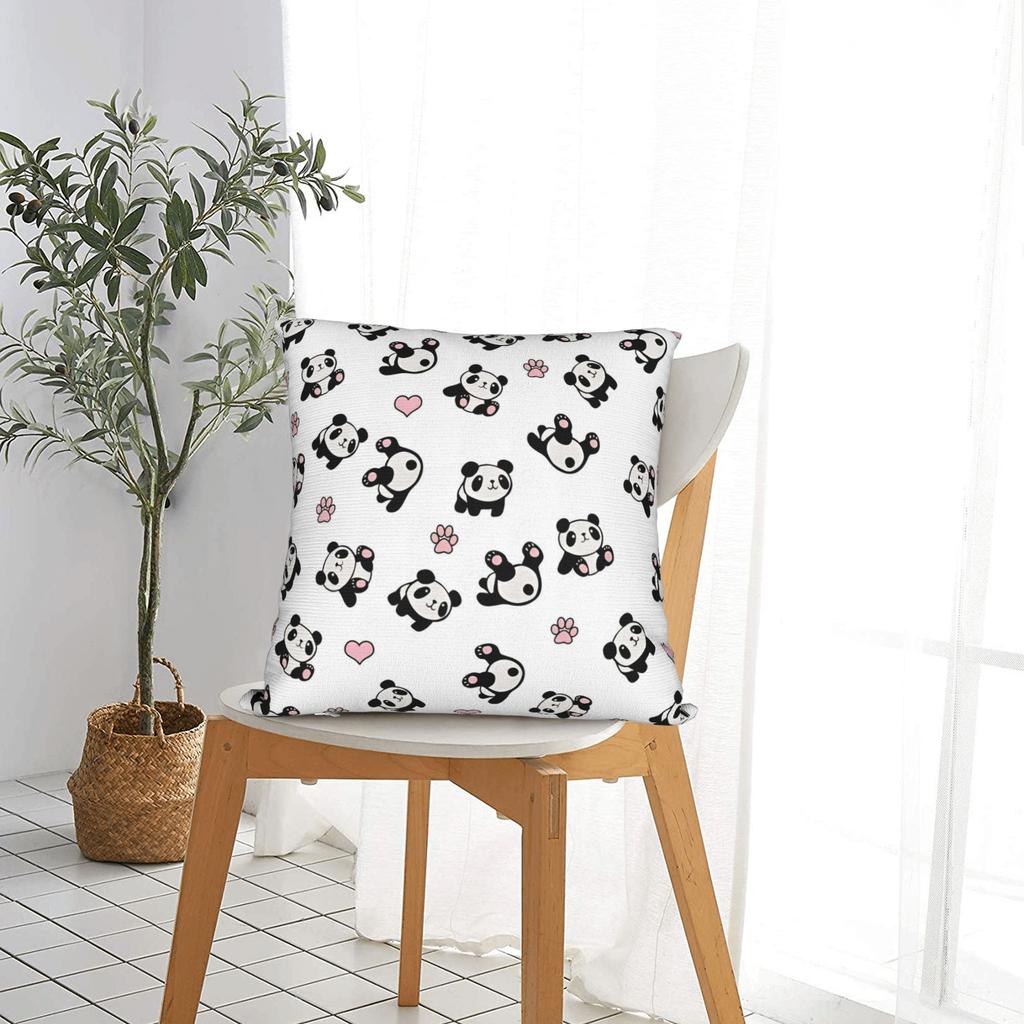 Panda Animal Square Pillow Case Cushion Covers Funny Zipper Decor Pillowcase For Car 18"