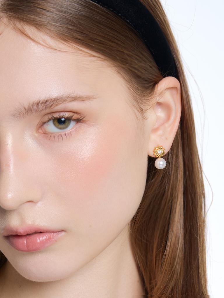 Серьги L'Ombrillant Petit Pearl Fleur (Серебряное золото)