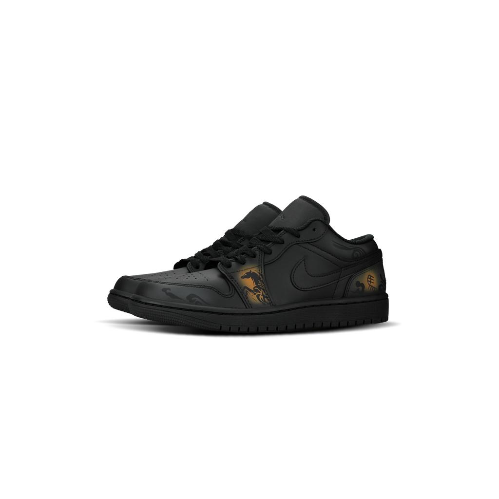 Jordan Air Jordan 1 Нескользящие Устойчивые к истиранию Низкие Винтажные Баскетбольные Кроссовки Унисекс Черные 553558-093(Команда882)