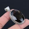Faceted Smoky Quartz Gemstone Pendant Solid 925 Sterling Silver Pendant Jewelry Gift For Unisex