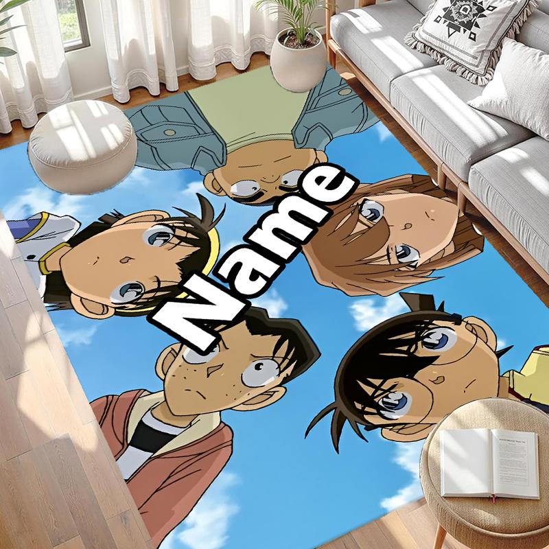 Custom Name Personalized Detective Conan Print Carpet, Versatile Home Decor Rug, for Playroom, Apartment, Balcony, Entryway, Hallway Gift