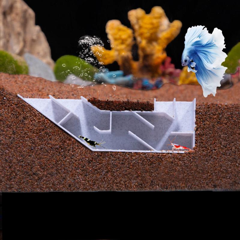 Fish Tunnel For Aquarium  Breeding Cave Underground Cave Fish Tank Maze Habitat For Corner Wall Crab Catfish Hiding
