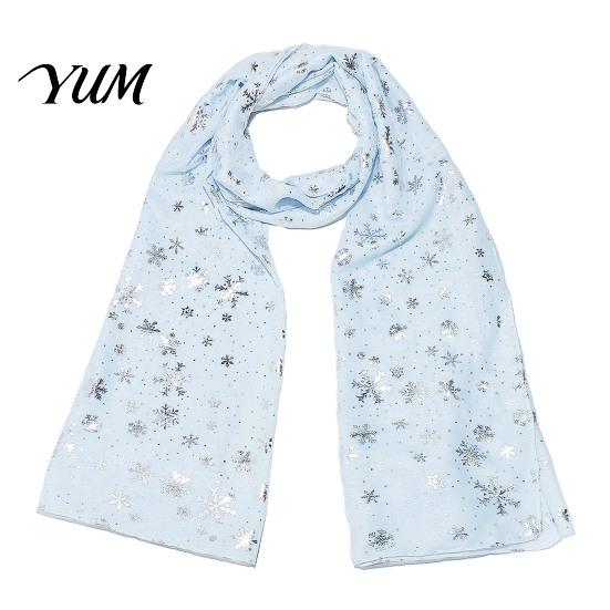 Holiday Gathering Accessory Glitter Sparkly Foil Snowflake Print Scarf for Women, Christmas Warm Neck Theme Shawl Wrap, Fall Winter Lightweight