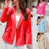 Куртка однотонная маленькая костюмная отложной воротник новая женская одежда с длинным рукавом