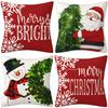 4pcs Merry Christmas Pillow Cover Christmas Plaid Sofa Living Room Cushion Case Pillow Cover Set for Home