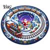 Non-slip Sound Absorbing Area Rug Round 3D Christmas Rug, Vortex Optical Illusion Santa Snowman Staircase Floor Mat for Holiday Decor Depth