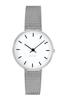 ARNE JACOBSEN CITYHALL 53200-1408 Наручные часы, 30 мм, Скандинавский дизайн, Водонепроницаемые (Тихий дизайн без секундной стрелки), Белый с серебристой сеткой