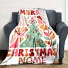 Merry Christmas With Rainbow And Tree Throw Personalized Blanket Personalized Name Warmthful Decor Throw For Sofa Couch Office Bed Picnics Four