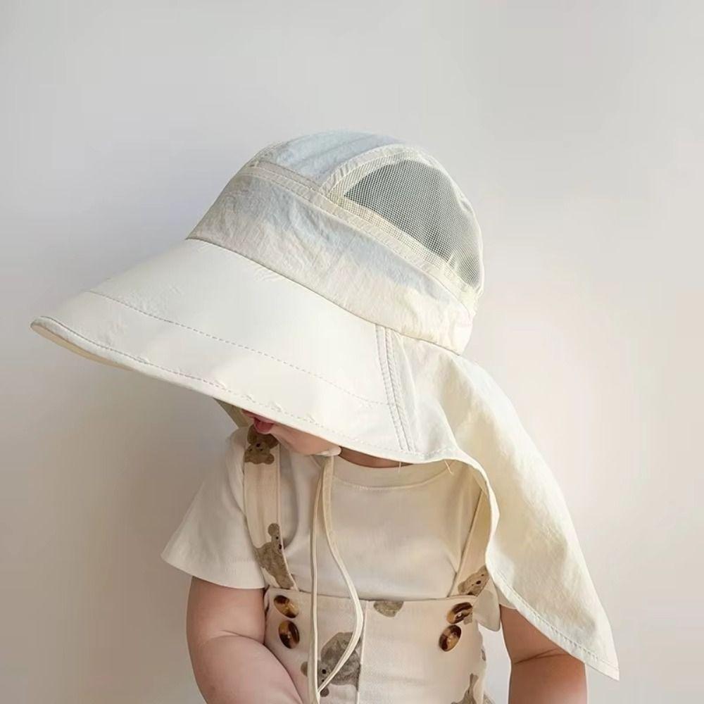 Shawl Sunscreen Fisherman Cap Solid Color Summer Sun Hat Breathable Children Bucket Hat Travel