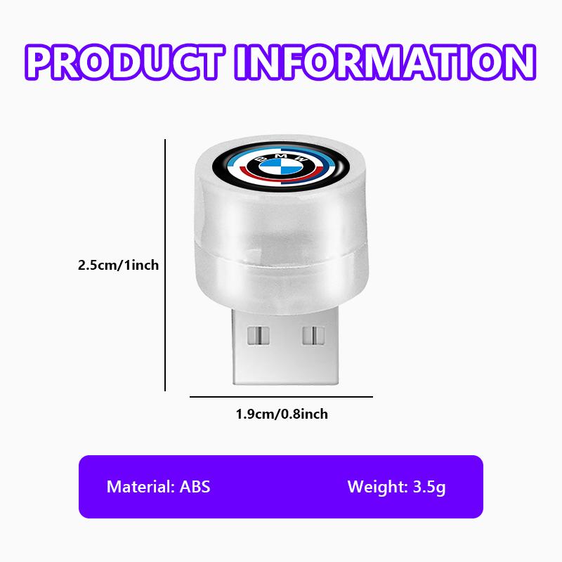 AAAXJ1 Car Logo USB LED Atmosphere Lamps Lighting Portable Lights For BMW E36 E39 E87 E60 E46 E53 E90 F10 F20 F25 F30 X3 X5