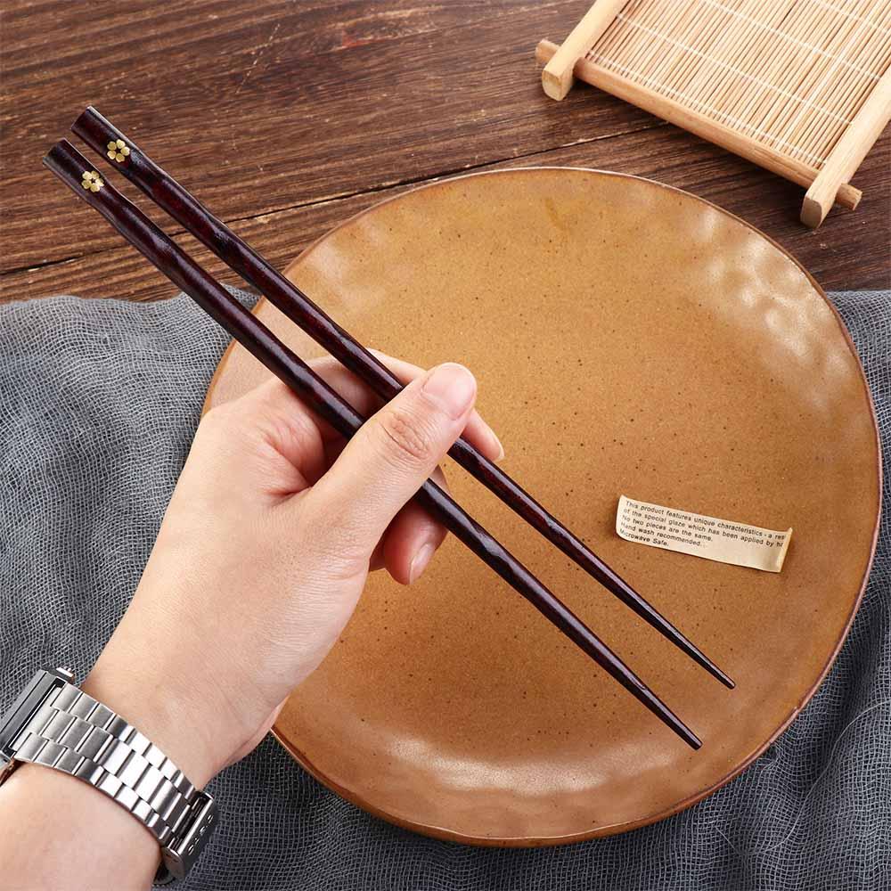 Суши Лапша Китайский Деревенский Деревянный Узор Цветущей Сливы Многоразовые Плоские Приборы Кухонная Утварь Палочки для Еды Посуда