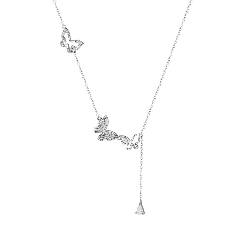 Butterfly Tassel Necklace Women Dainty Clavicle Chain Elegant Fashion Jewelry