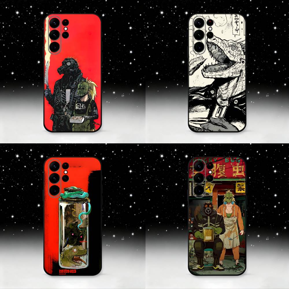 Anime D-Dorohedoro Retro Phone Case For Samsung S25,S24 Ultra,S20,S30 plus,S22 plus,S23,S30 Ultra 5G Silicone Black Shell