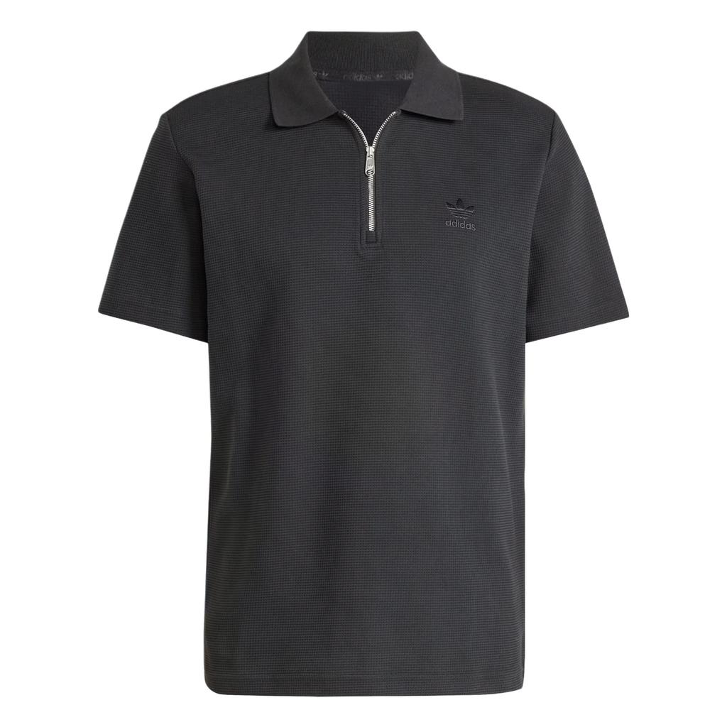 Adidas Originals Essential Trefoil Essentials Waffle Polo Shirt Men Polo Shirts Black IW5803