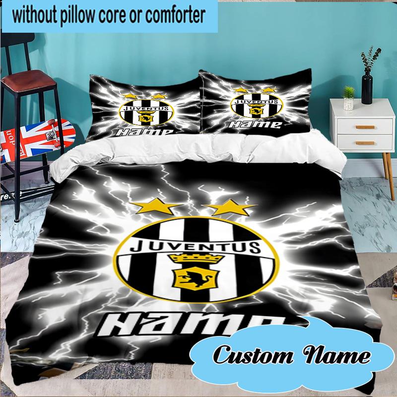 Custom Name Juventus Sportive Bedding Set 3pcs, Bedding Set Including 1pc Duvet Cover And 2pcs Pillowcases for Bedroom, Dormitory Gift