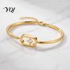 Minimalist Luxury Wrist Jewelry Sparkly Zircon Bangle Bracelet for Women, Shiny Geometric Rhinestone Elegant Lightweight Chain Adjustable Bracelet,
