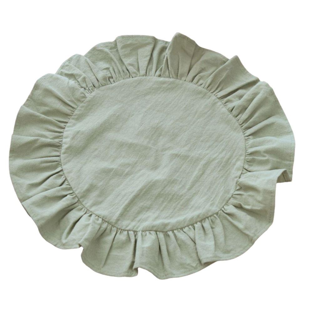 Simple Solid Color Ruffled Placemats Round Cotton Cloth Napkins Afternoon Tea Placemat for Wedding Decoration Table Decor