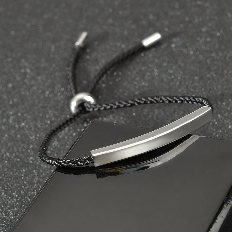 Korean Style Engraved Stainless Steel Rope Bracelet - Trendy Adjustable Niche Design for Couples