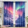 2 шт. 2D-печать Плоский Свет Фильтрующие Шторы Аврора Снежный Лес Полиэстер (без стержня) Идеальные подарки для кухни и гостиной