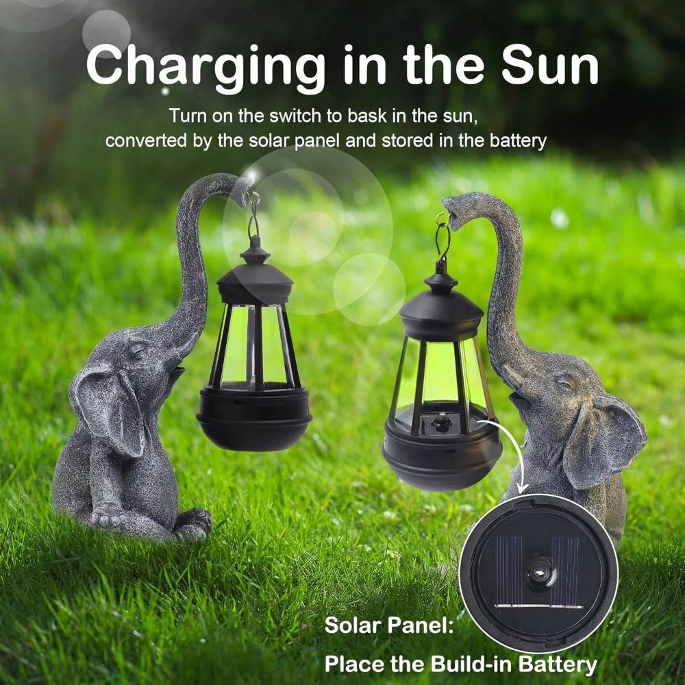 Смола Солнечный Слон Фигурка Поделки Садовые Статуи Слонов для Ландшафтного Дизайна