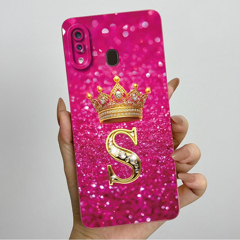 Phone Case for Samsung A20 a205 Galaxy a207 A20s Soft Silicone Crown Letters Back Cover for Samsung A20 A 20s A30 Bumper Shells