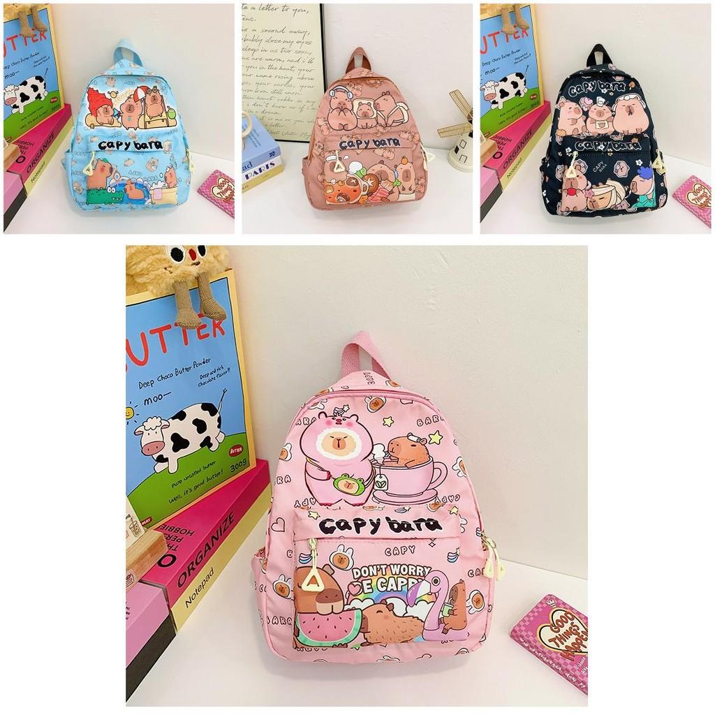 Stylish Capybara Cartoon School Bag For Kids With Comfortable Padded Straps
