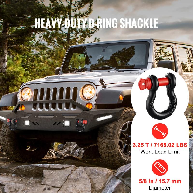 2025 NEW 1pcs 5/8" D-Ring Shackle 8T 13T Breaking Strength Tow Hook with 3/4" Screw Pin for Truck Off Road Towing Accessories