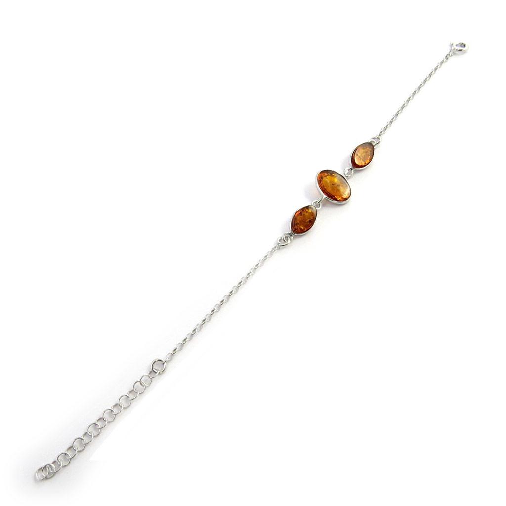 Les Trésors De Lily [N2510] - Silver Bracelet 'Inspiration' Amber Cognac (rhodium-plated) - 13x9 Mm
