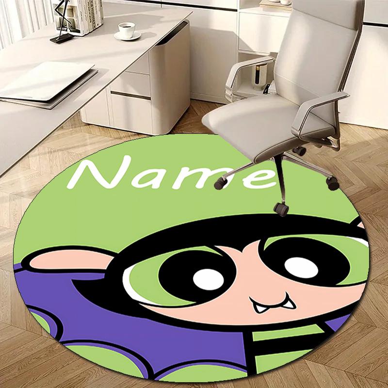 Personalized The Powerpuff Girls Round Chair Office Rug - Perfect for Mat, Office Chair & More - Ideal Gift for Birthdays and Holidays