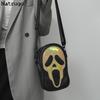 Crossbody Bag Men's, Women's Korean-style Funny Laser Ghost Skull Shoulder Bag Soft Mobile Phone Small Bag