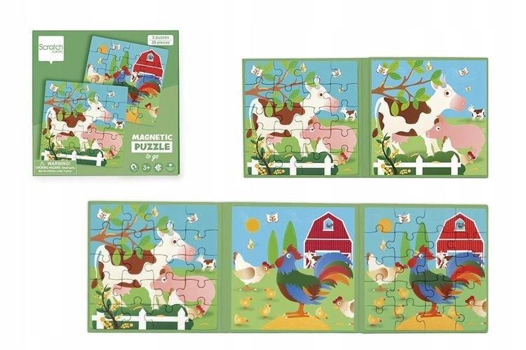 Magnetic puzzle with farm theme, travel book, 40 pieces