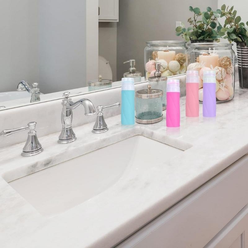 Силиконовые дорожные бутылки для туалетных принадлежностей. Дорожные бутылки. Герметичные дорожные бутылки для шампуня. Дорожные бутылки на 3 унции. Многоразовые жидкие дорожные аксессуары.