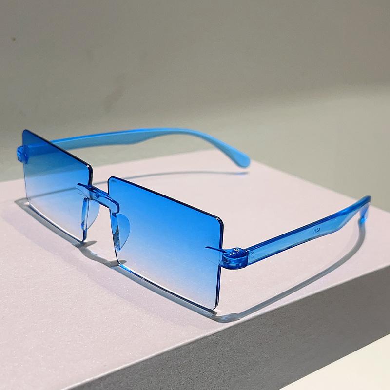 KAMMPT Rimless Rectangle Sunglasses Men New Fashion Gradient Outdoor Shades Women Trendy Simple Beach Vacation Decor Sun Glasses