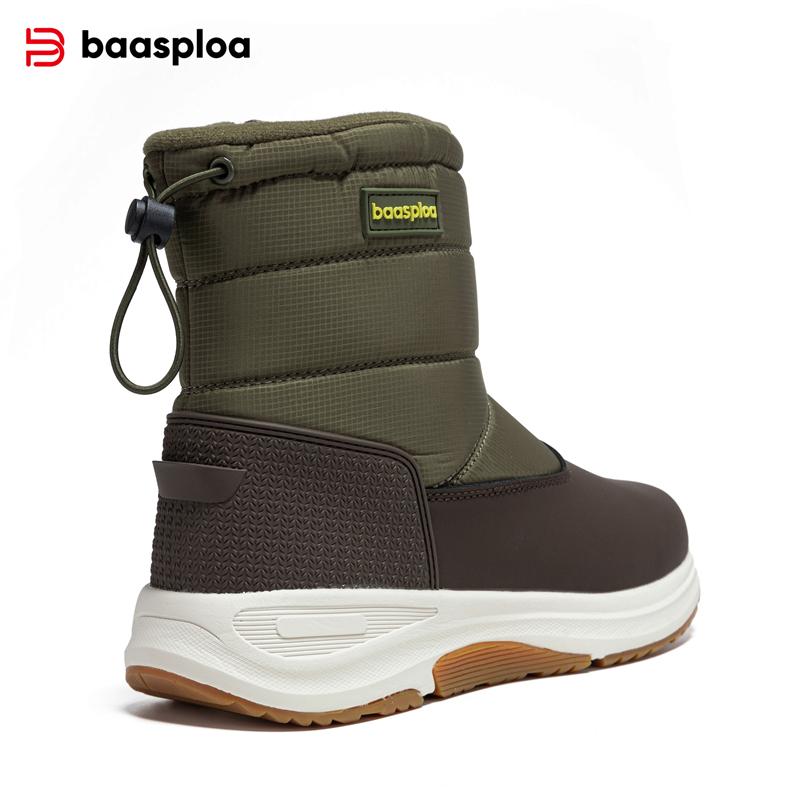 BAASPLOA Мужская зимняя обувь из хлопка, водонепроницаемая искусственная кожа, теплые кроссовки, нескользящая мужская обувь для пеших прогулок, мужские уличные теплые и флисовые зимние ботинки для мужчин