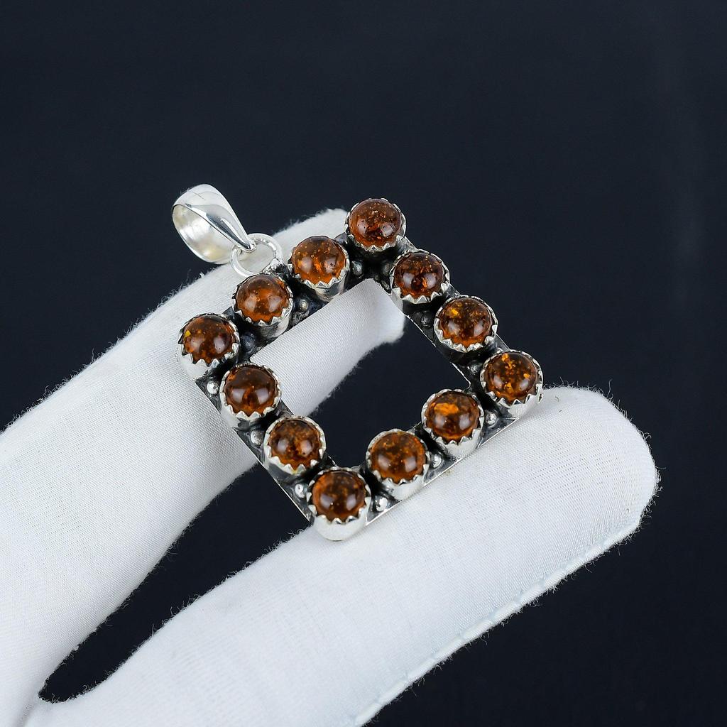 Natural Baltic Amber Gemstone Silver Pendant In 925 Sterling Silver- Handmade Design, Everyday Wear Jewelry, Unique Pendant Party Wear Gift