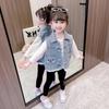 Джинсовый жилет для девочек Bear, модная детская одежда на весну и осень, безрукавки для девочек, топы для малышей