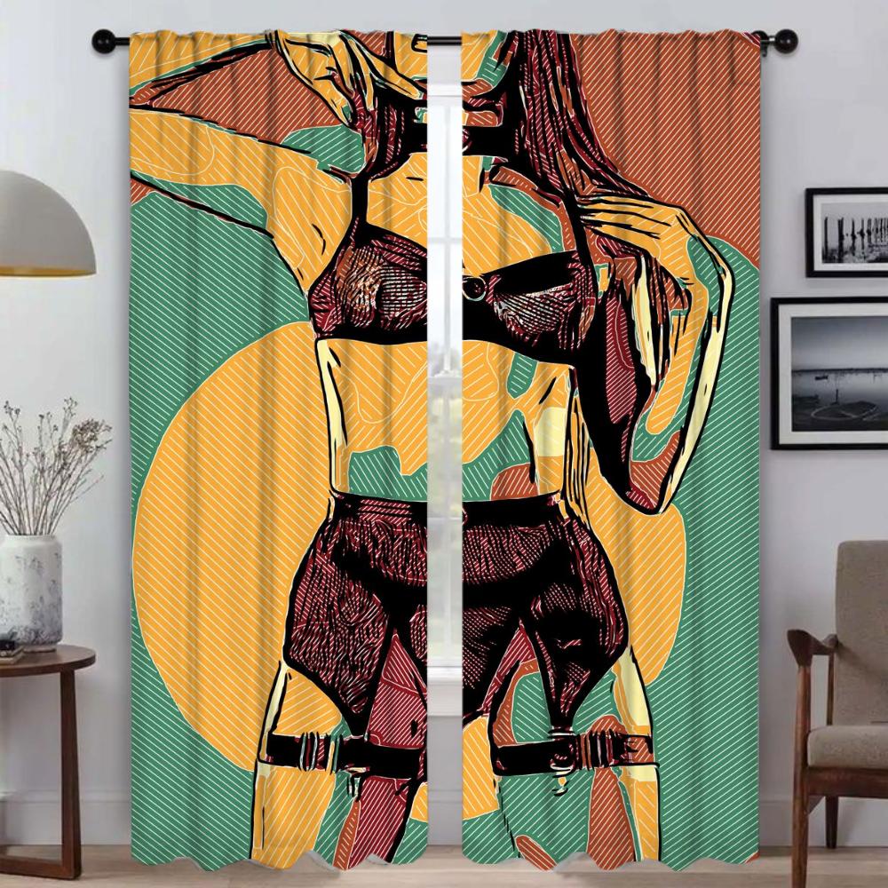Абстрактные Сексуальные Девушки Перегородки Жалюзи Хэллоуин Украшение Оконная Занавеска для Комнаты 2 Панели Шторы Элегантные Комнатные Занавески Гостиная