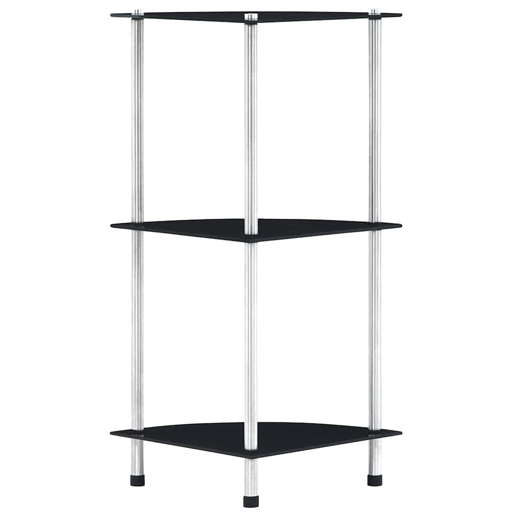 3 Tier Black Glass Display Shelf 30x30x67 cm