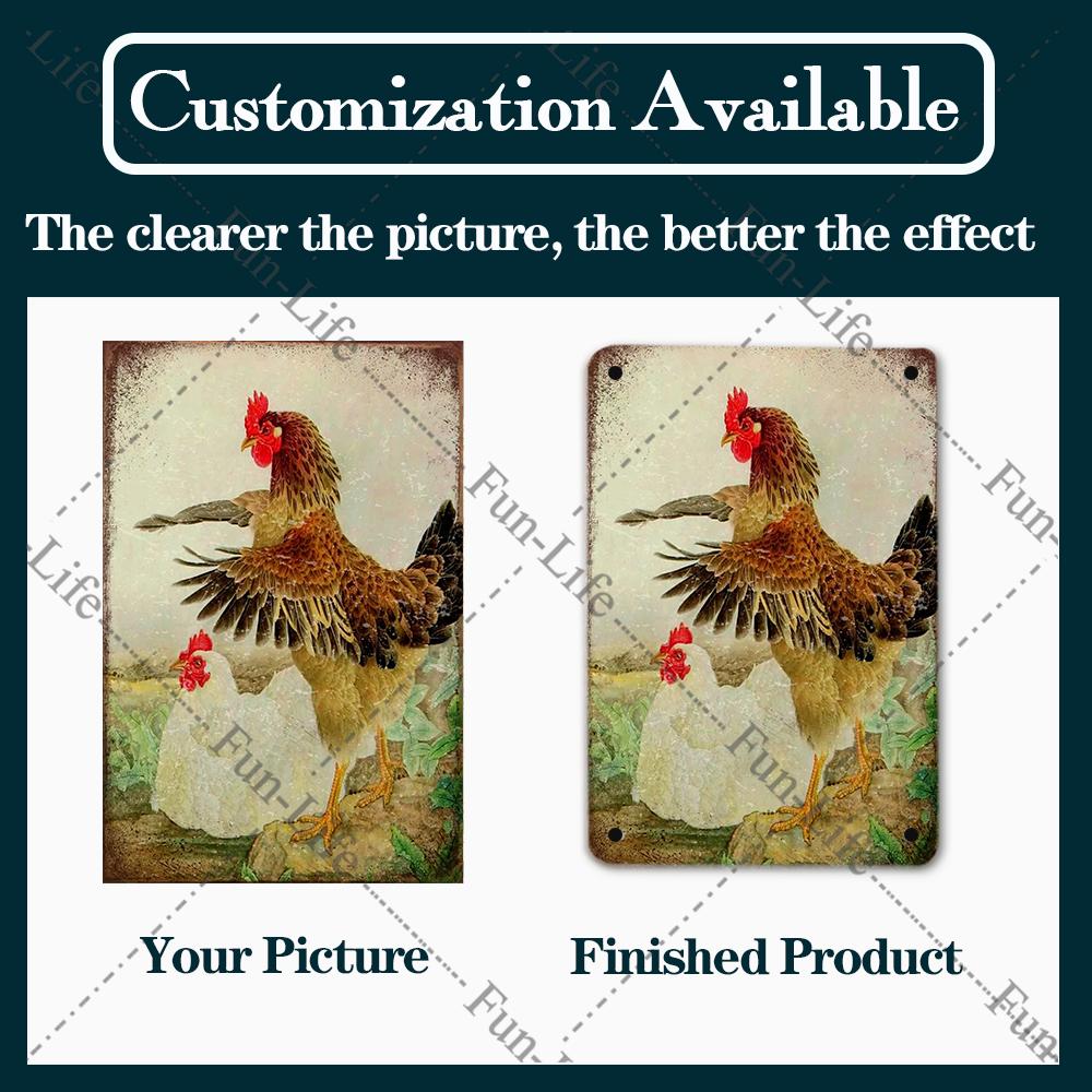 Винтажный постер с курицей, металлические жестяные знаки, тарелка, петух, куриное яйцо, ретро-налет, домашний декор на стену, 20x30 см