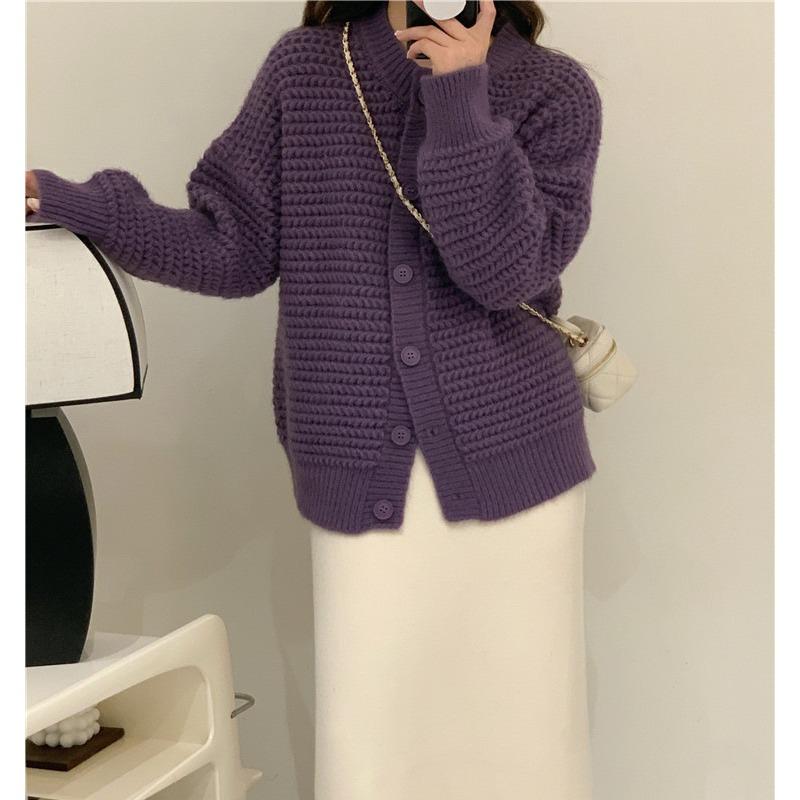 Осенне-зимний женский свитер, куртка на пуговицах с ленивым ветром, свободный повседневный вязаный кардиган