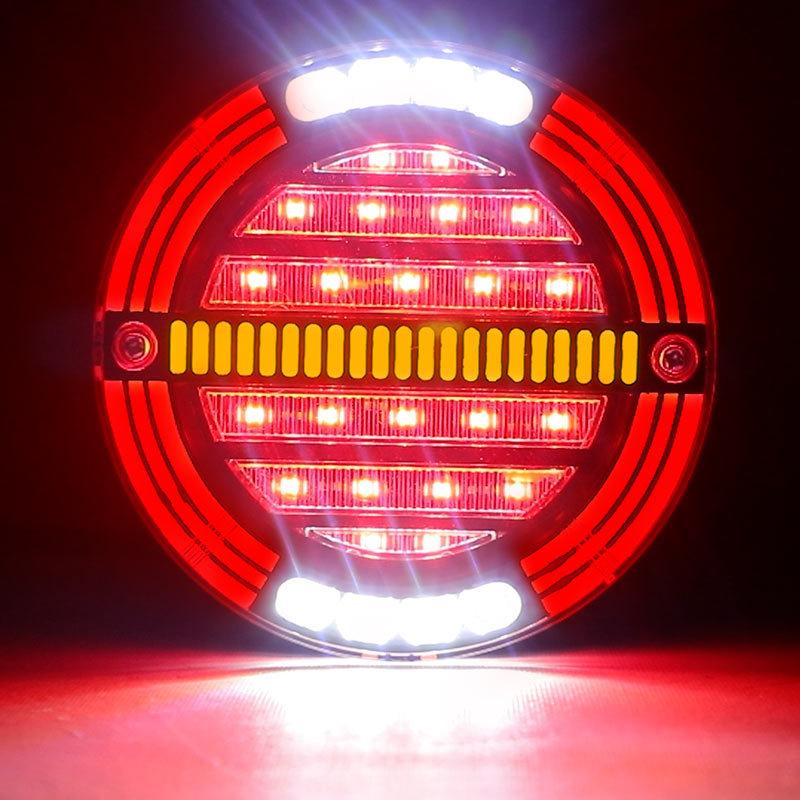 Round LED Tail Light with Sequential Turn signal lamp Stop Brake Light DRL For Truck Trailer Van Lorry RV Bus 4x4 Pickup 12V 24V