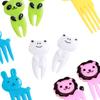 10Pcs Creative Plastic Mini Fruit Fork Lunch Decoration Cartoon Elephant Giraffe Bento Stick Party Favors